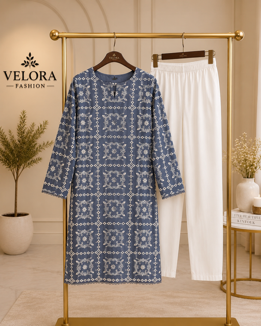 Slate Blue Heritage Embroidered 2-Piece Suit