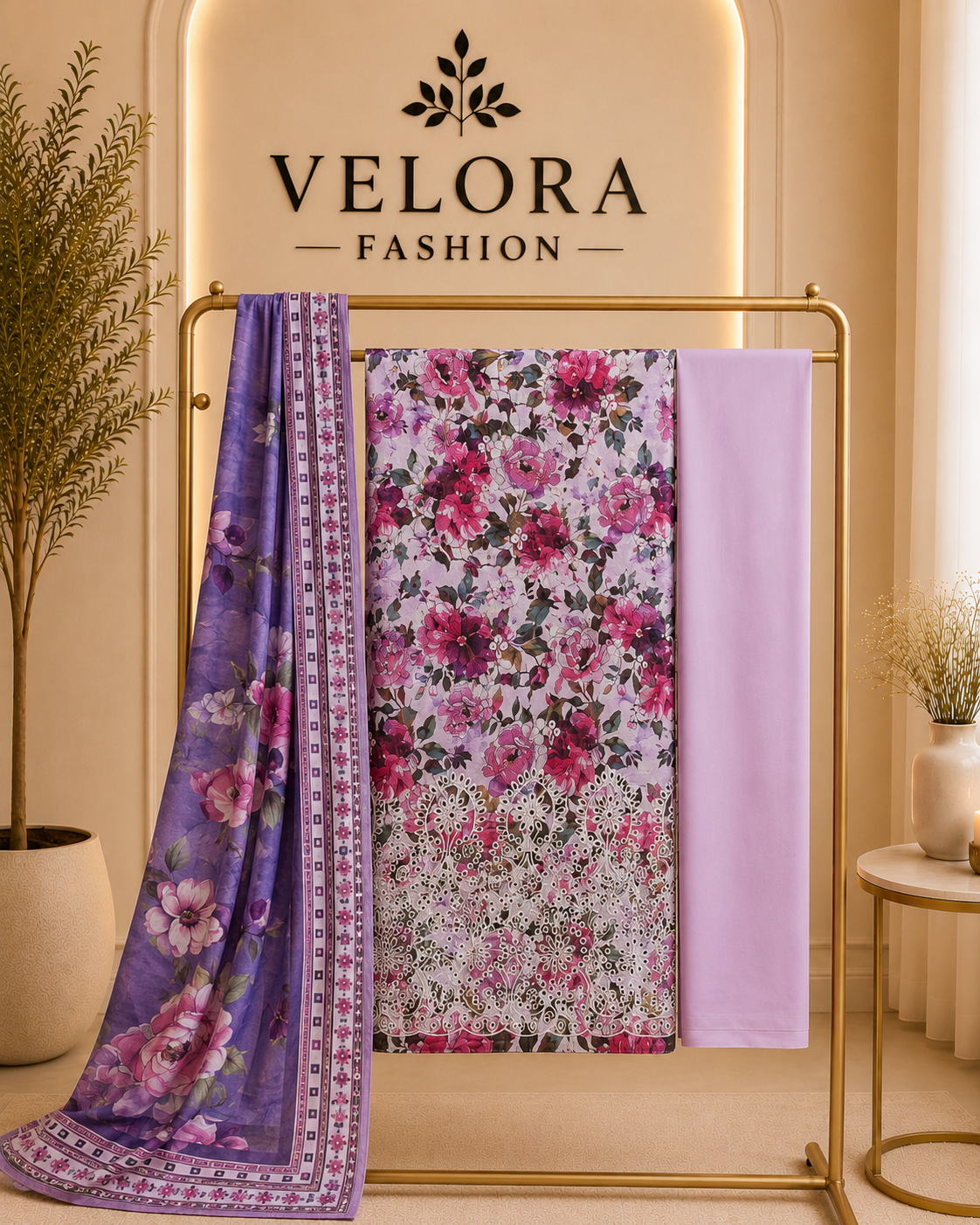 Lavender Rose Unstitched 3-Piece Lawn Suit