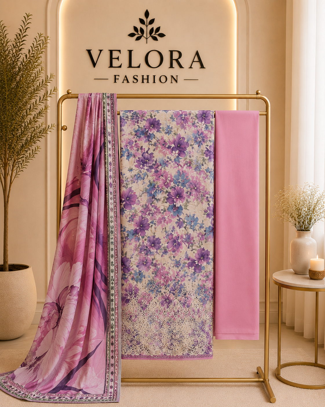 Blush Violet Bloom Unstitched 3-Piece Lawn Suit