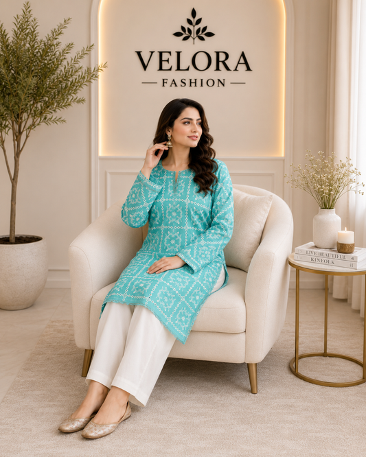 Aqua Bloom Embroidered 3-Piece Suit