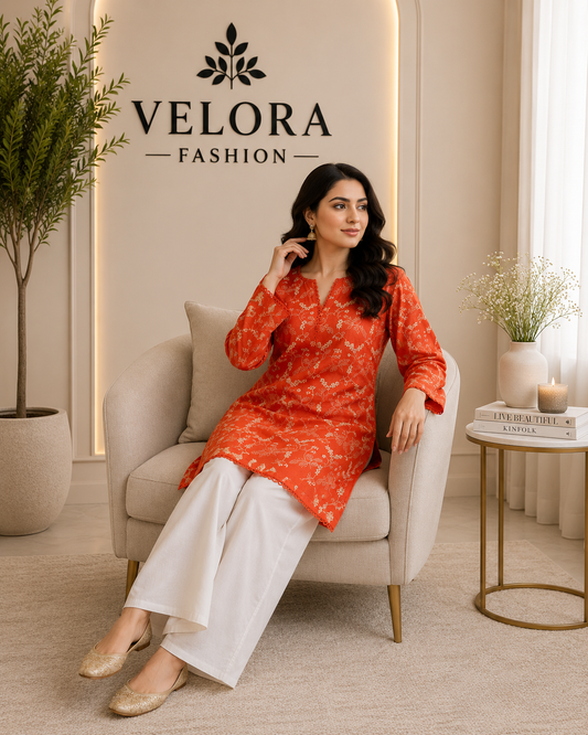 Tangerine Vine Embroidered 2-Piece Suit