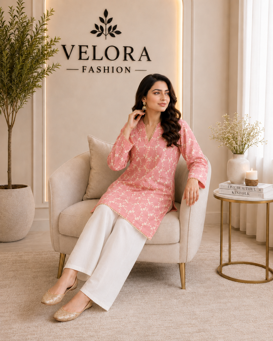 Blush Petal Embroidered 2-Piece Suit