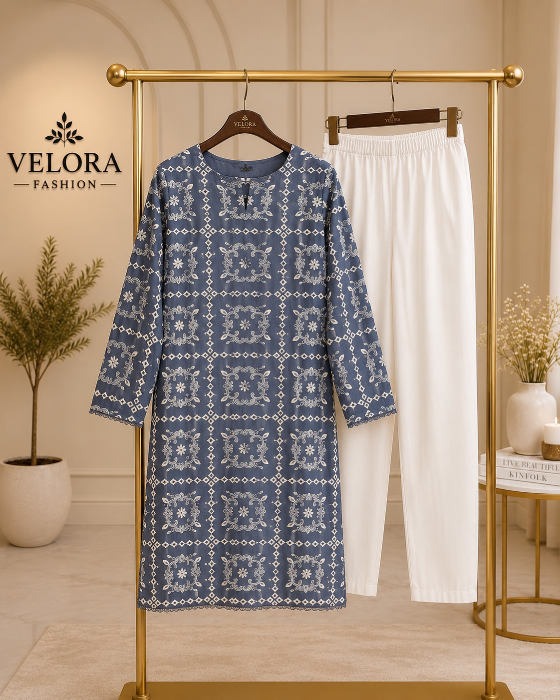 Slate Blue Heritage Embroidered 2-Piece Suit