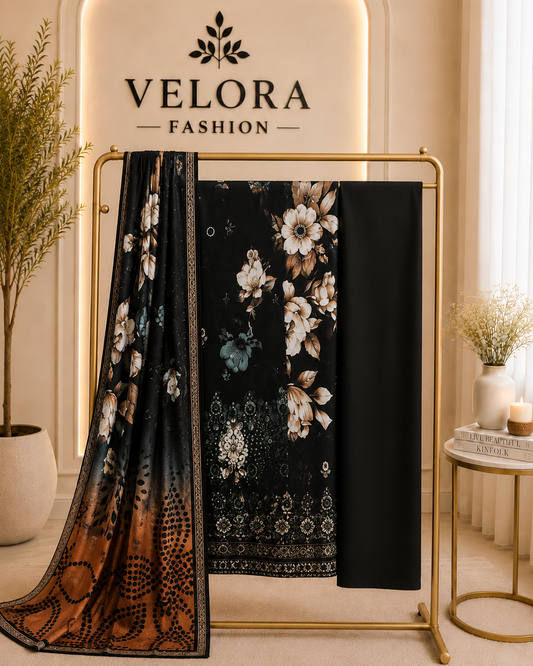 Bronze Floral Unstitched 3-Piece Lawn Suit