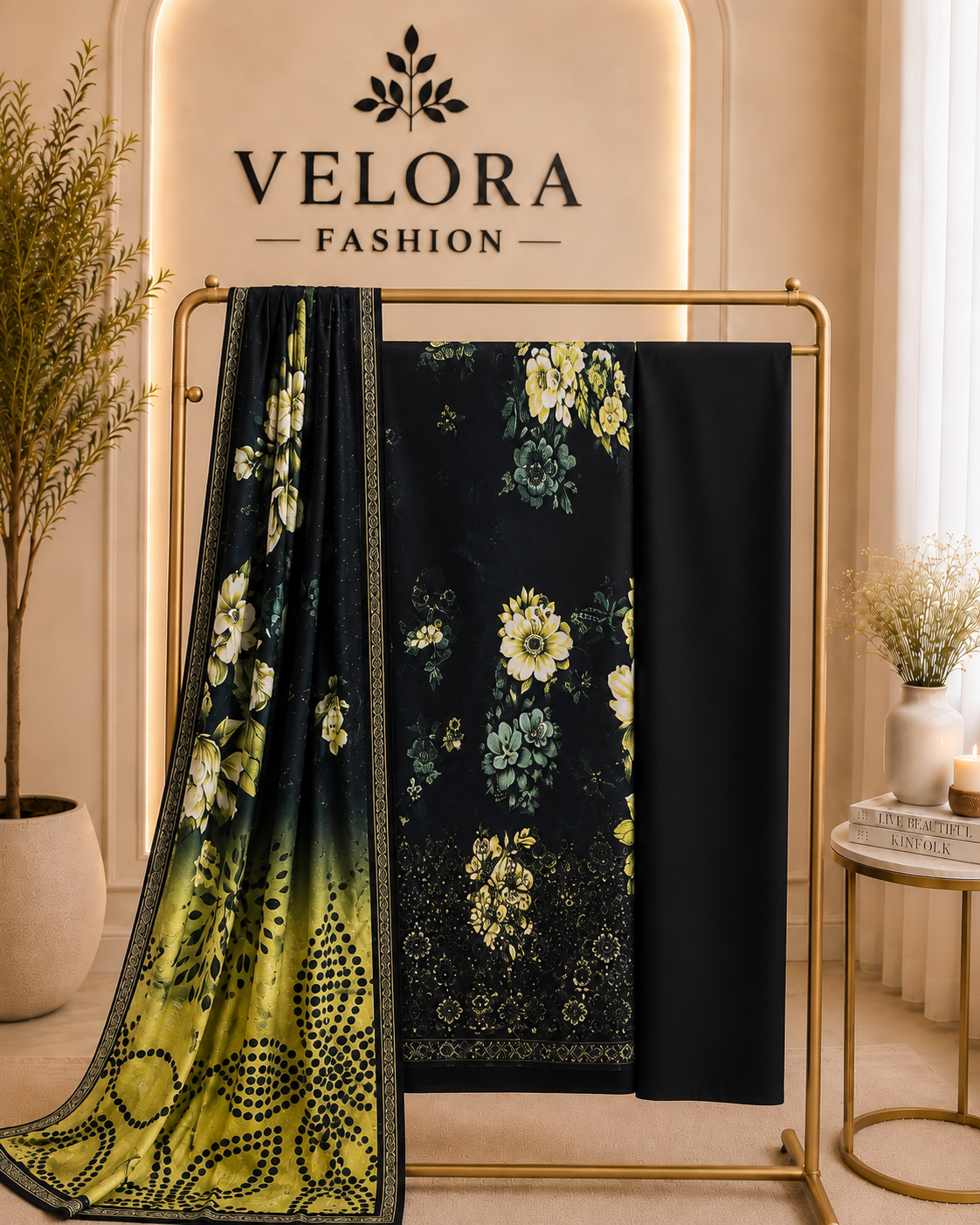 Lime Noir Floral Unstitched 3-Piece Lawn Suit